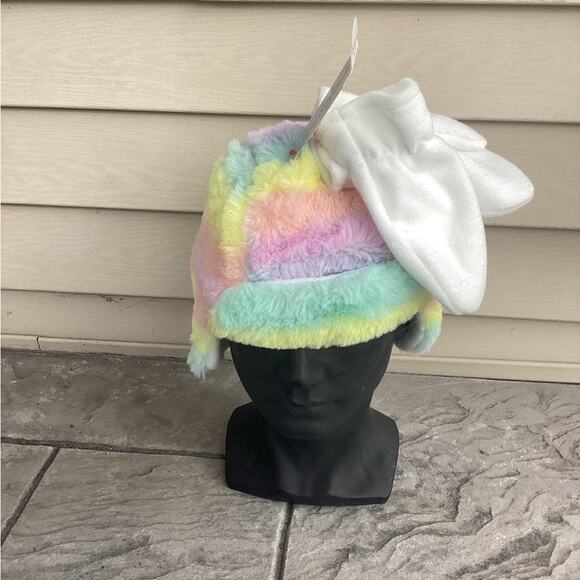 Cat and Jack Multicolored Warm Hat With Flaps and White Mittens 12-24 Months NWT - Picture 1 of 4